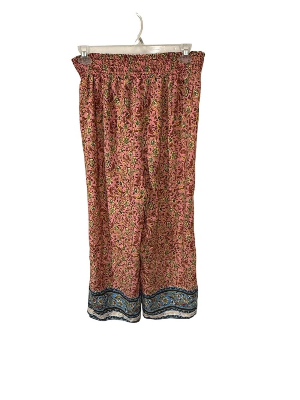 Indigo Rising Womens XL Floral Print Wide-Leg Pants With Smocked Waistband & Con